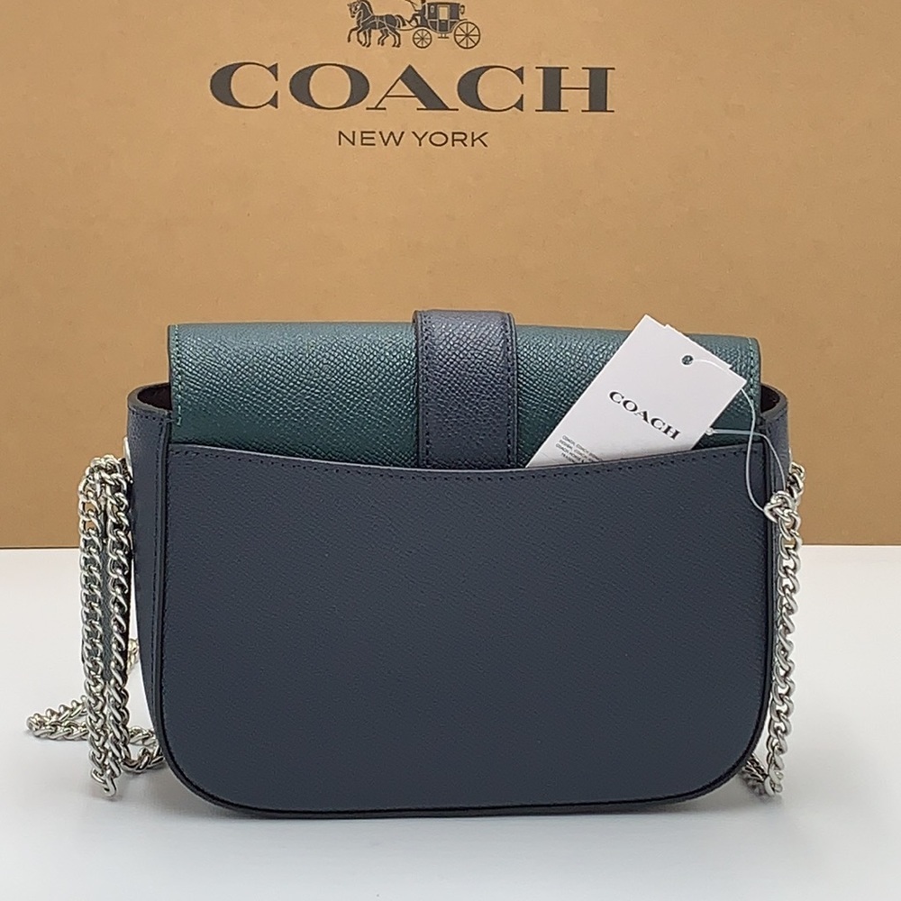 COACH Gemma Crossbody In Colorblock With Apple Buckle FOREST MIDNIGHT NAVY COLOR - Picture 7 of 16